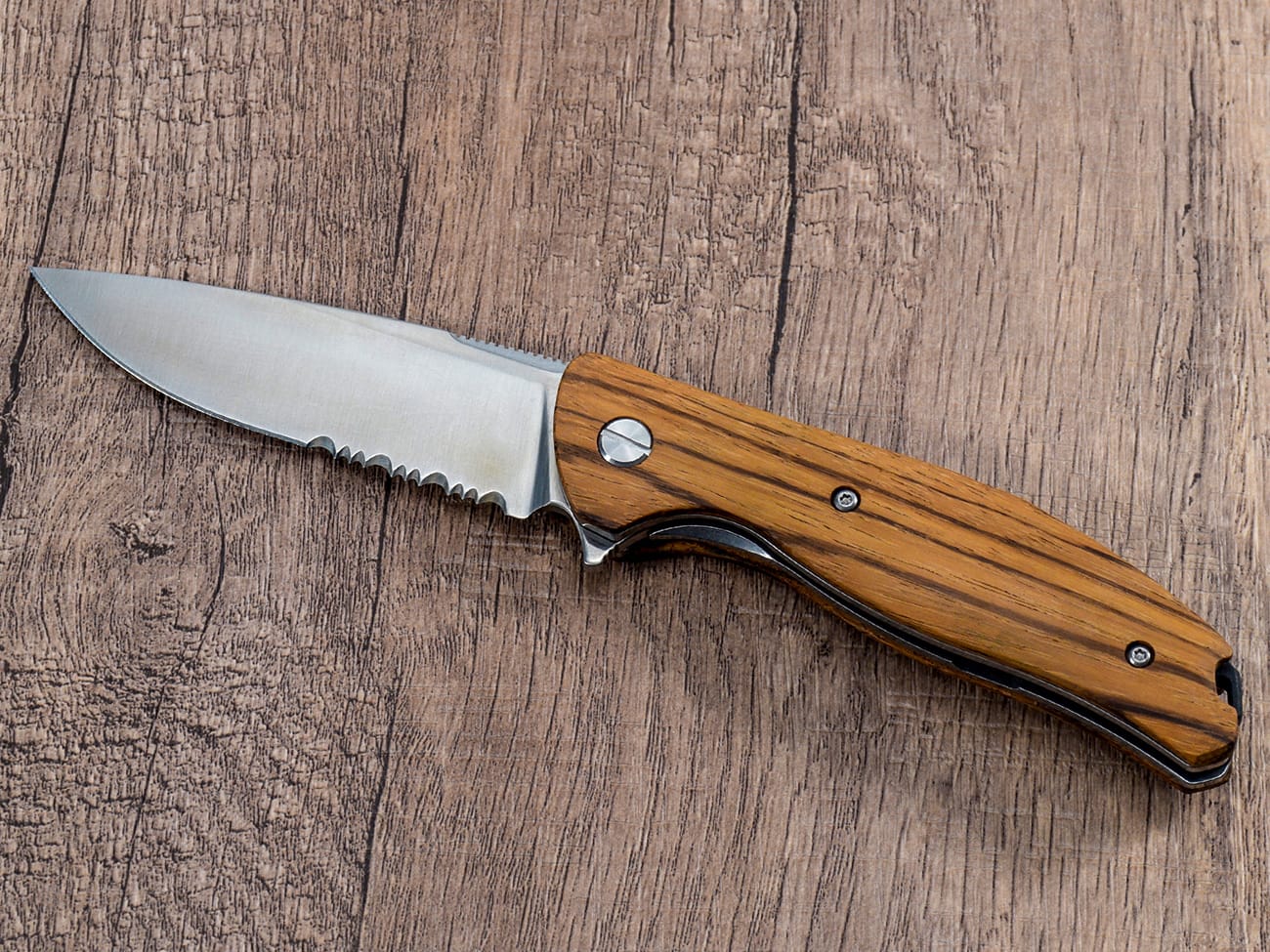 Zebra Wood Folding Knife